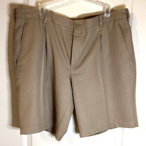 Nike Dri-Fit Mens Golf Shorts Size 38 Beige Khaki Front Pleat Golfing Activewear